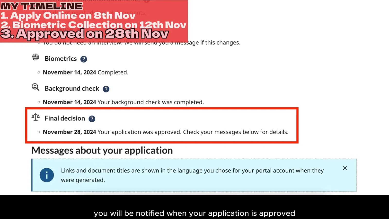Canada visa approval notification letter