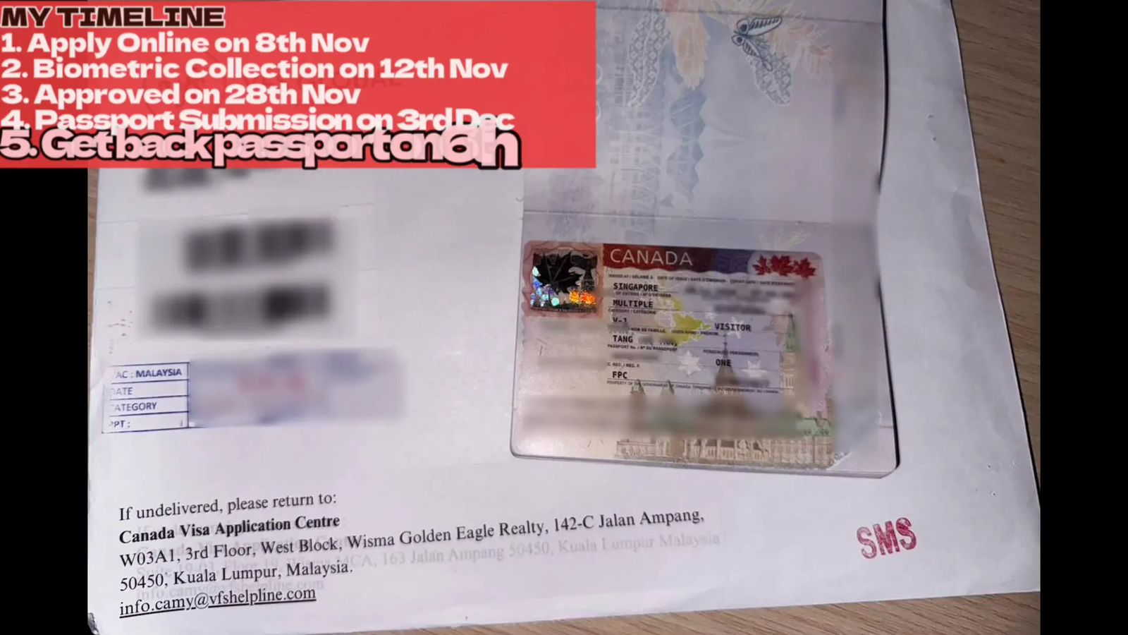 Passport with Canada tourist visa attached