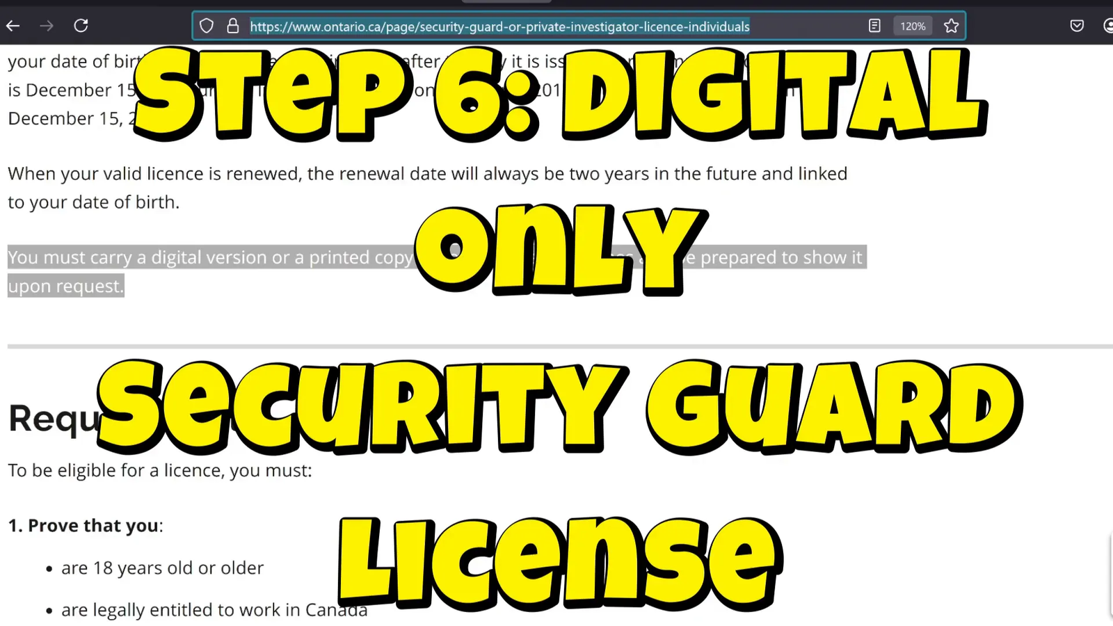 Ontario Security Guard License Application Portal
