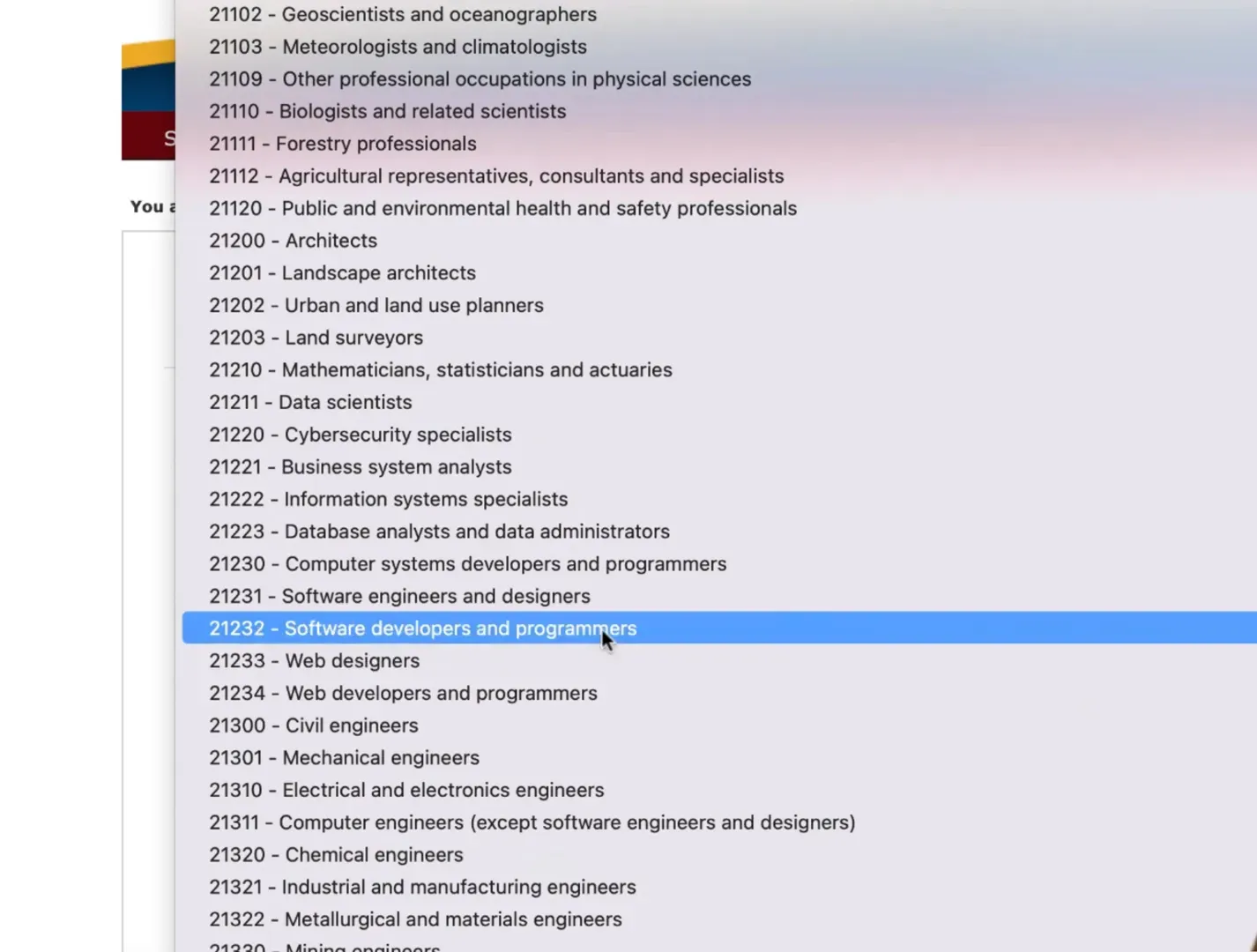 Filling job offer details in EOI