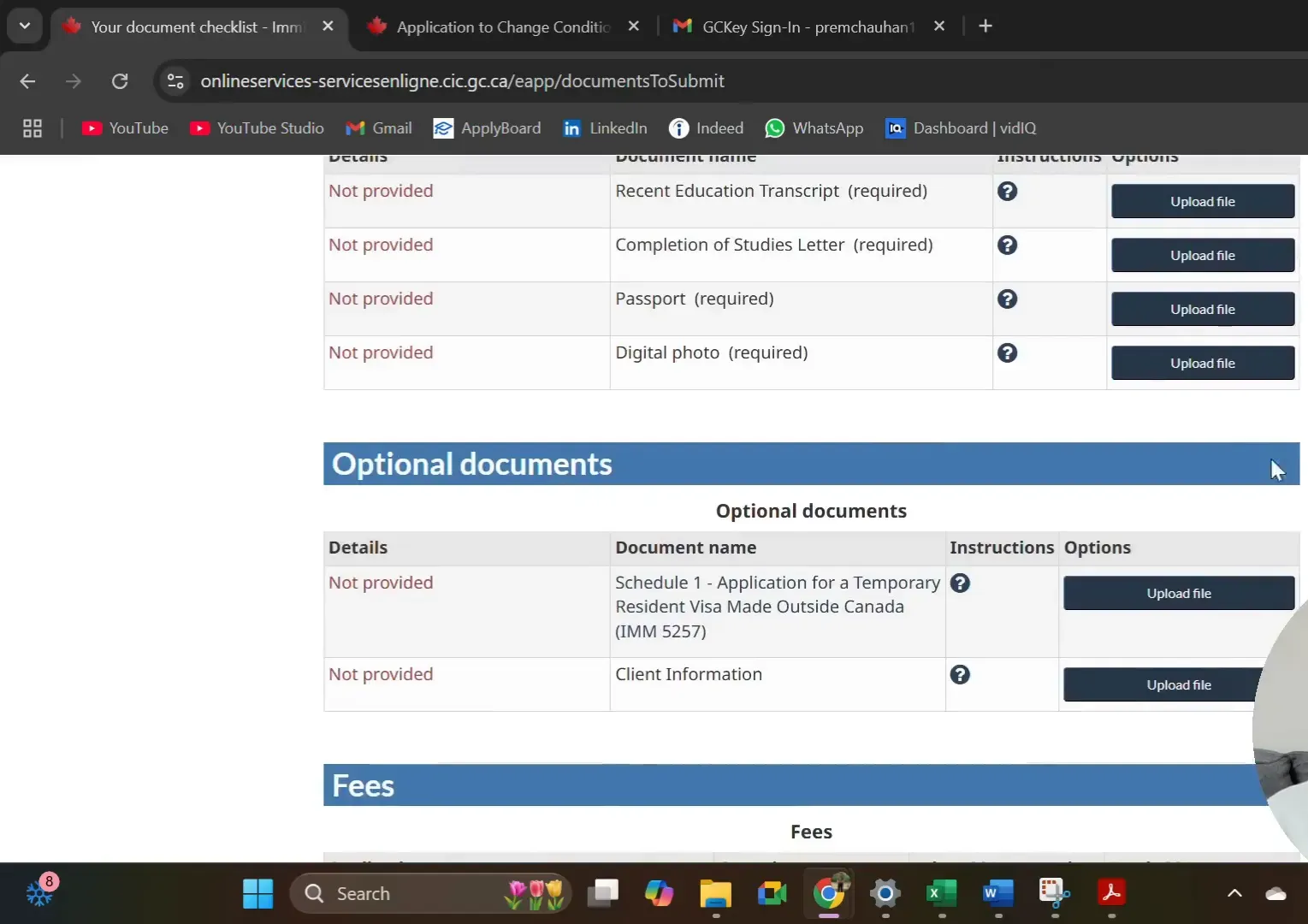 Uploading IELTS/CELPIP test result in application